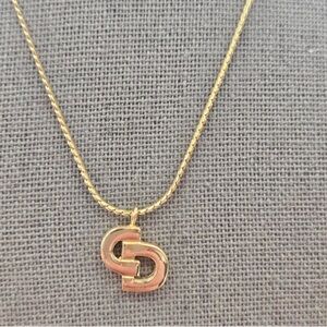 Christian Dior CD Logo Authentic Gold Tone Pendant Necklace Vintage Monogram